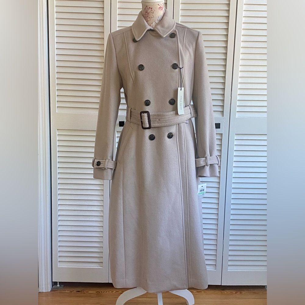 Cole Haan Women’s Flared Trench Slick Wool Jacket, Size 8 NWT